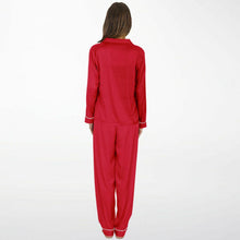 Load image into Gallery viewer, Women&#39;s Cherry Red Premium Satin Pajamas
