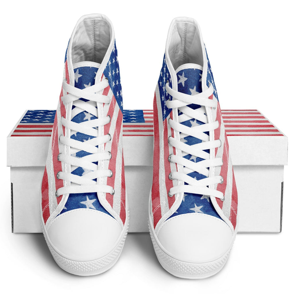 Watercolor Paint American Flag Urban Peak High Top Shoes