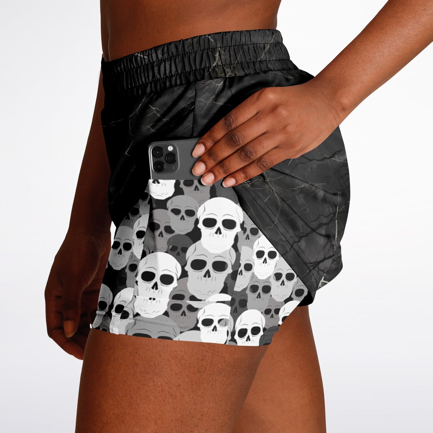 Pile of Skulls black Women's 2-in-1 Shorts