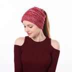 Womens Knitted Ponytail Hat Winter Warm Cap