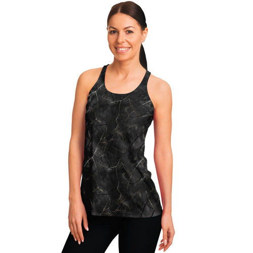 Black Marble Flowy Ladies Racerback Tank Top