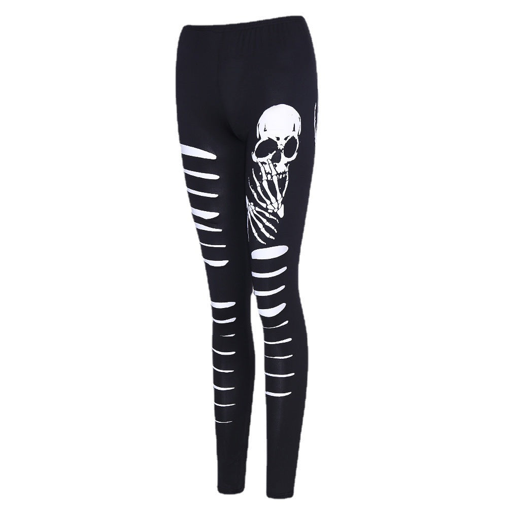 Women's Skeleton Ripped Leggings