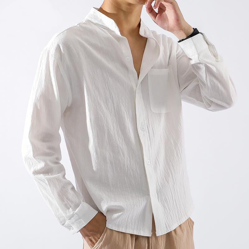 Men's Linen Long Sleeve Shirt Casual Top