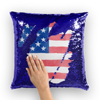 Stars and Stripes Sequin Cushion Cover