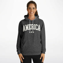 Load image into Gallery viewer, Ladies America Black Acid Wash Hoodie
