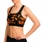 Orange Leaves Forest Camo Sports Bra