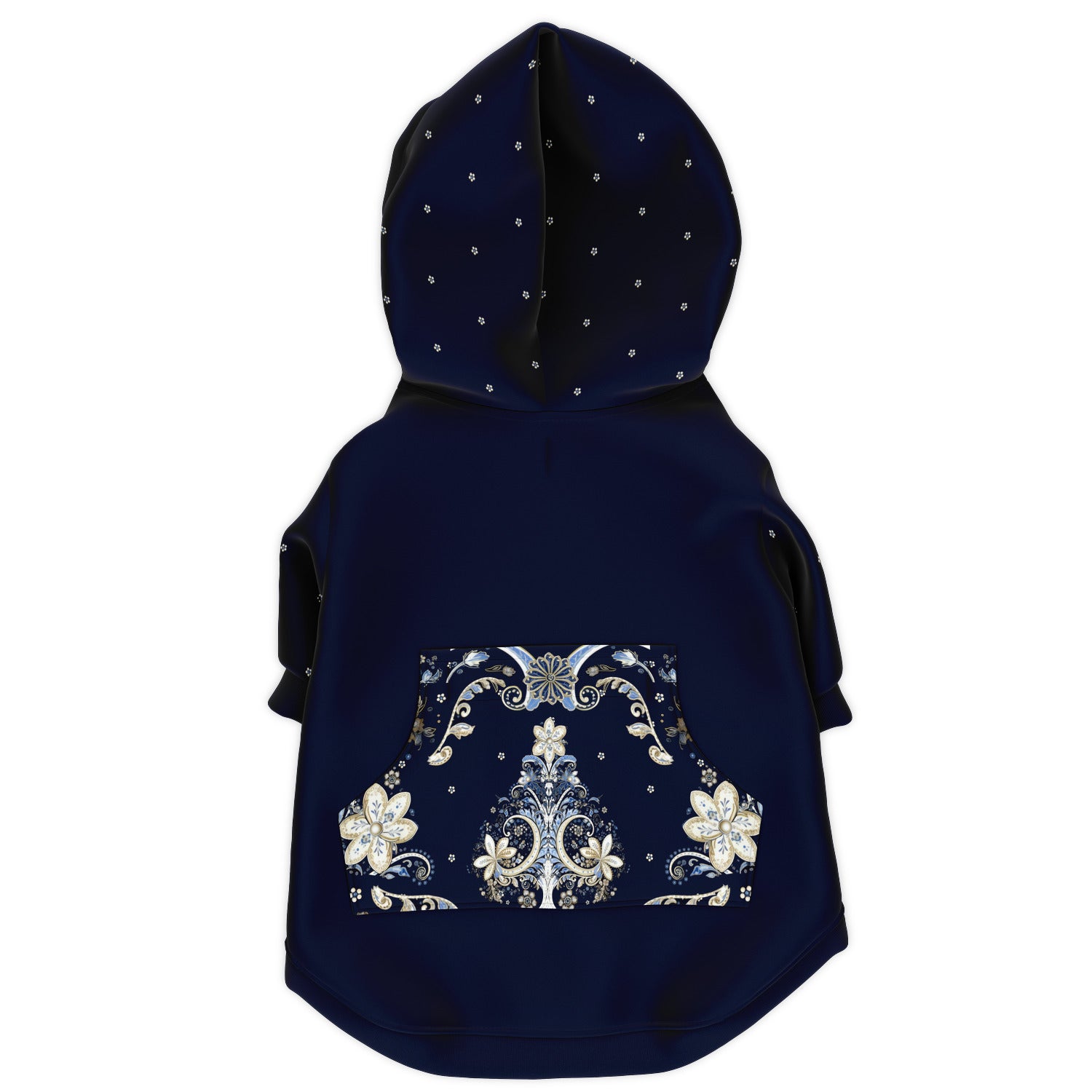 Blue Winter Xmas Tree Dog Zip-Up Hoodie