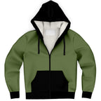 Green and Black Microfleece Zip up Hoodie