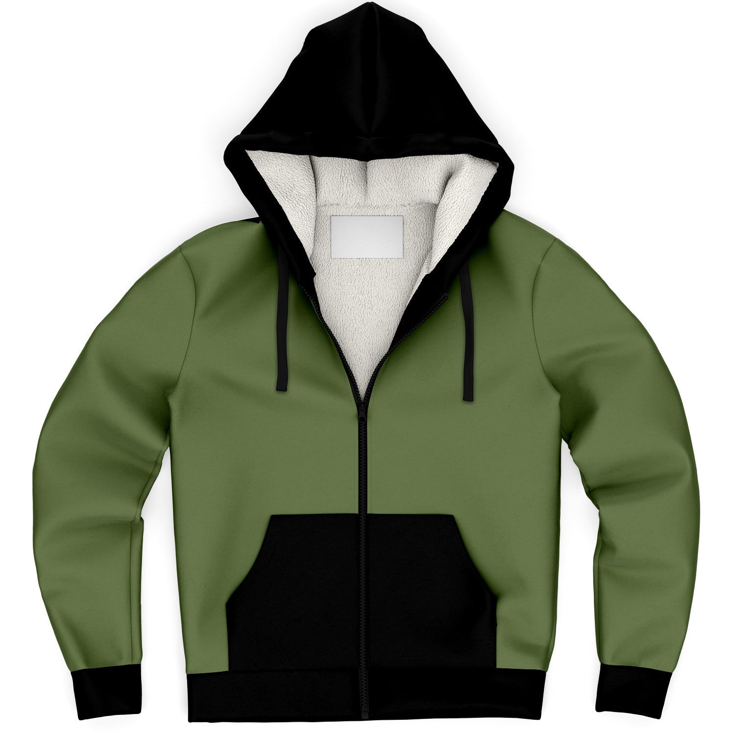 Green and Black Microfleece Zip up Hoodie