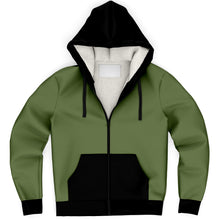 Load image into Gallery viewer, Green and Black Microfleece Zip up Hoodie
