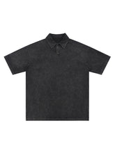Load image into Gallery viewer, Classic Jacko Lantern Silhouette Heavyweight Snow-Washed Polo T-Shirt
