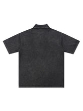 Load image into Gallery viewer, Classic Jacko Lantern Silhouette Heavyweight Snow-Washed Polo T-Shirt
