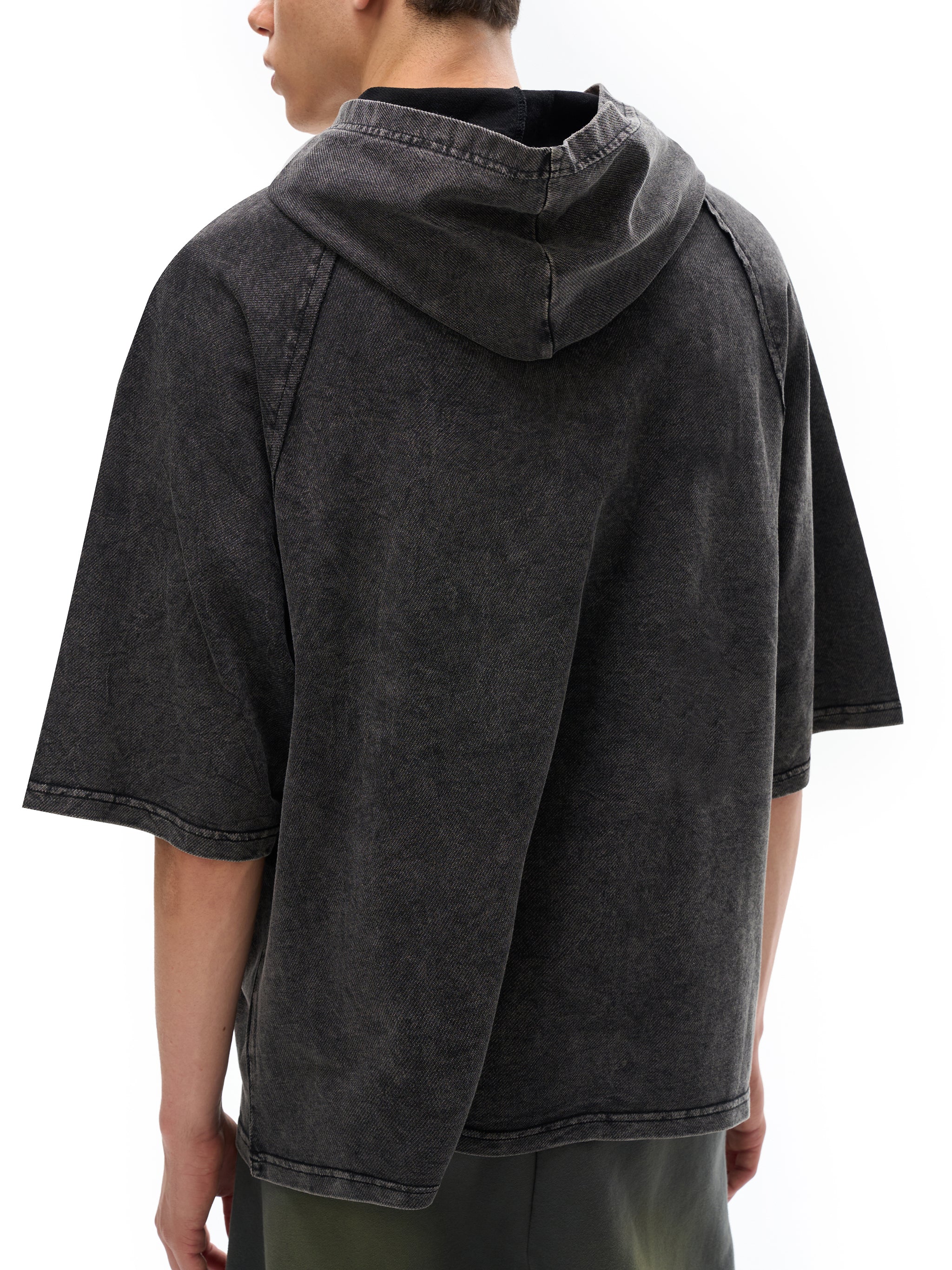 Dead Silent Snow Washed Hooded Boxy Unisex T-Shirt