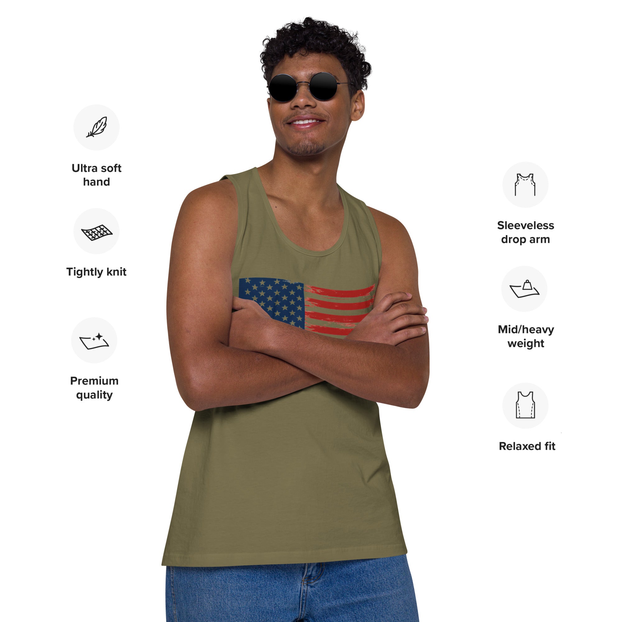 Wavy Flag Men’s premium tank top