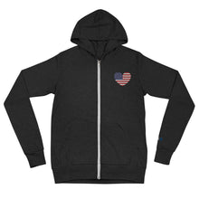 Load image into Gallery viewer, Embroidered American Heart Lightweight zip hoodie
