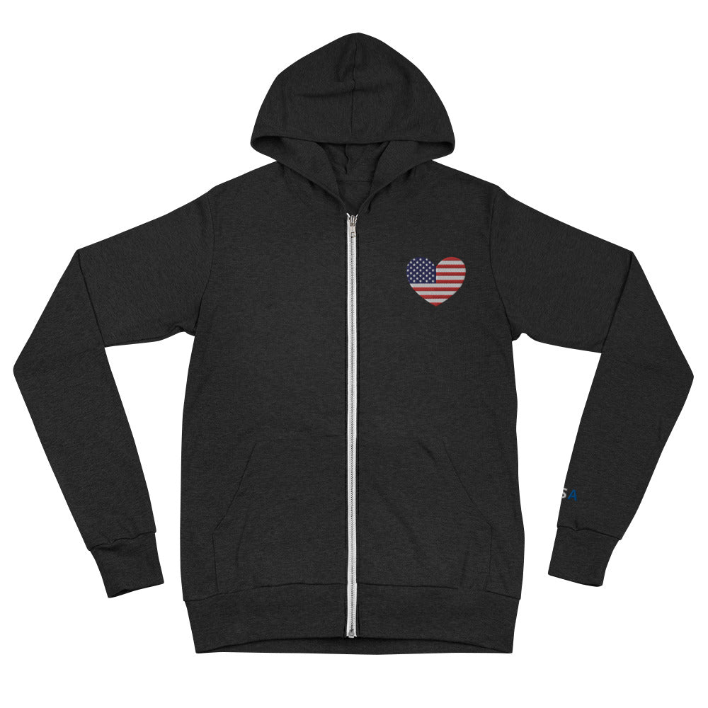 Embroidered American Heart Lightweight zip hoodie