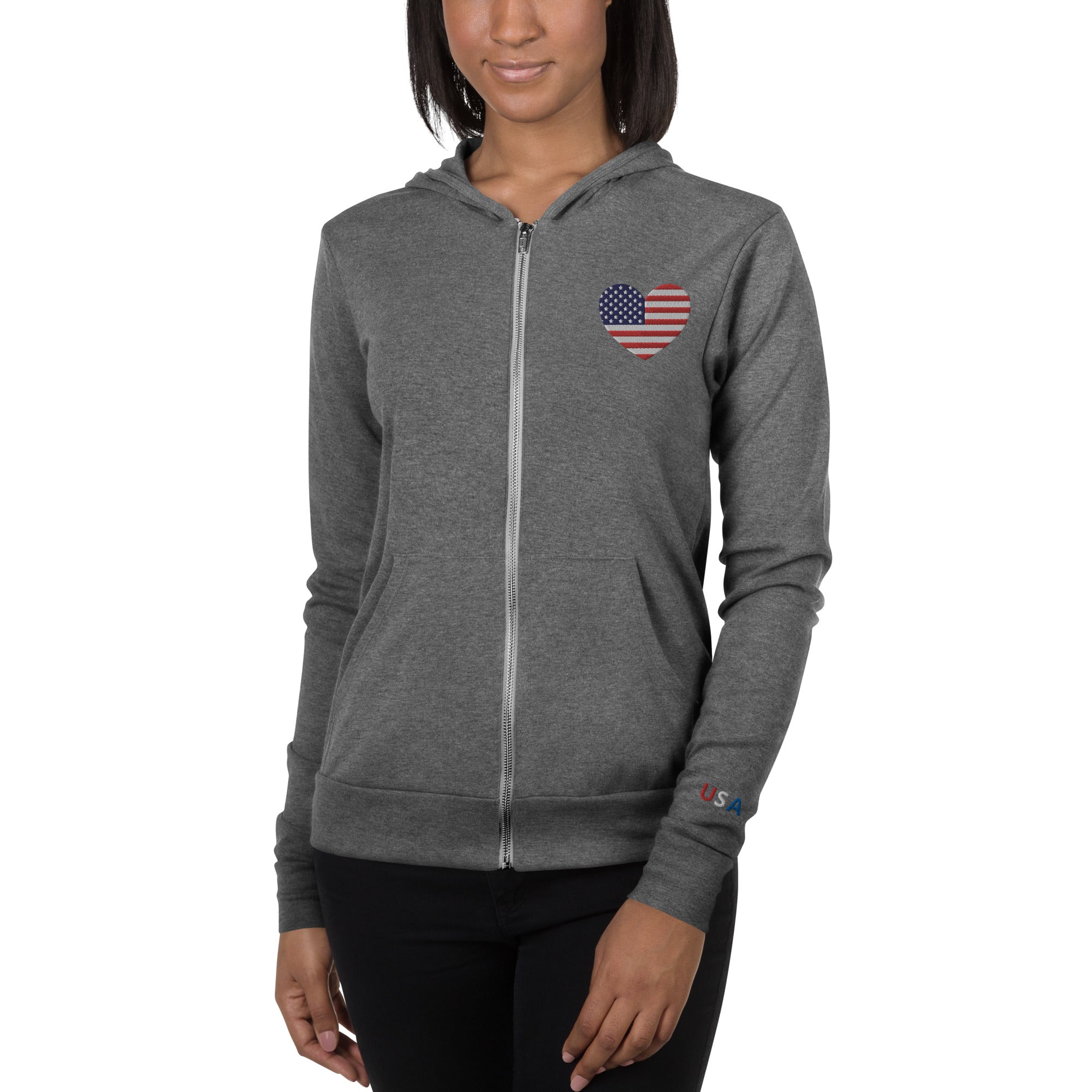 Embroidered American Heart Lightweight zip hoodie