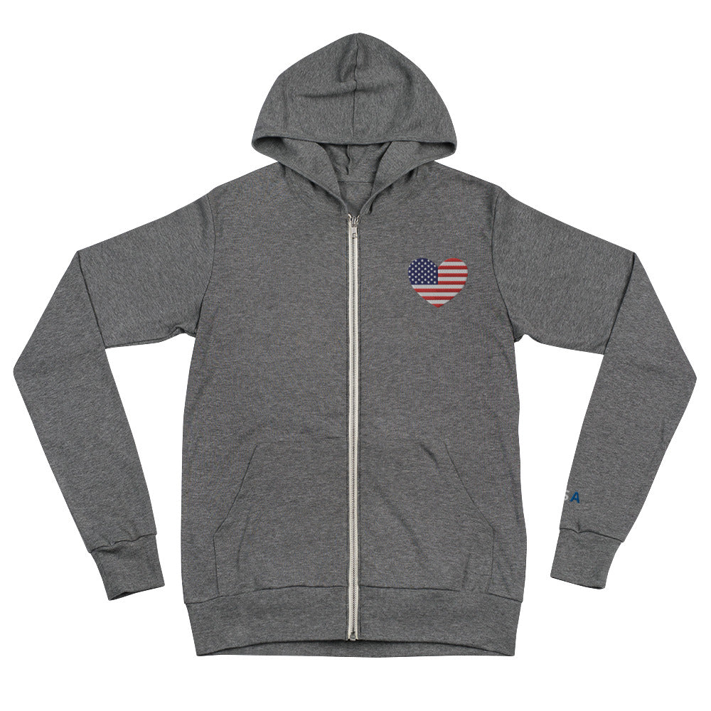 Embroidered American Heart Lightweight zip hoodie