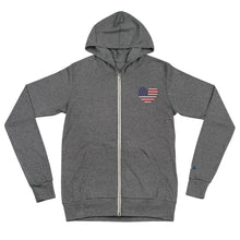 Load image into Gallery viewer, Embroidered American Heart Lightweight zip hoodie
