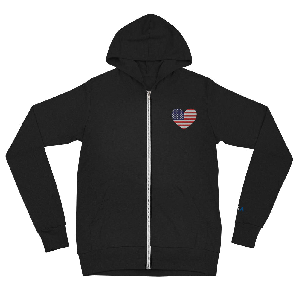 Embroidered American Heart Lightweight zip hoodie