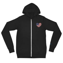 Load image into Gallery viewer, Embroidered American Heart Lightweight zip hoodie
