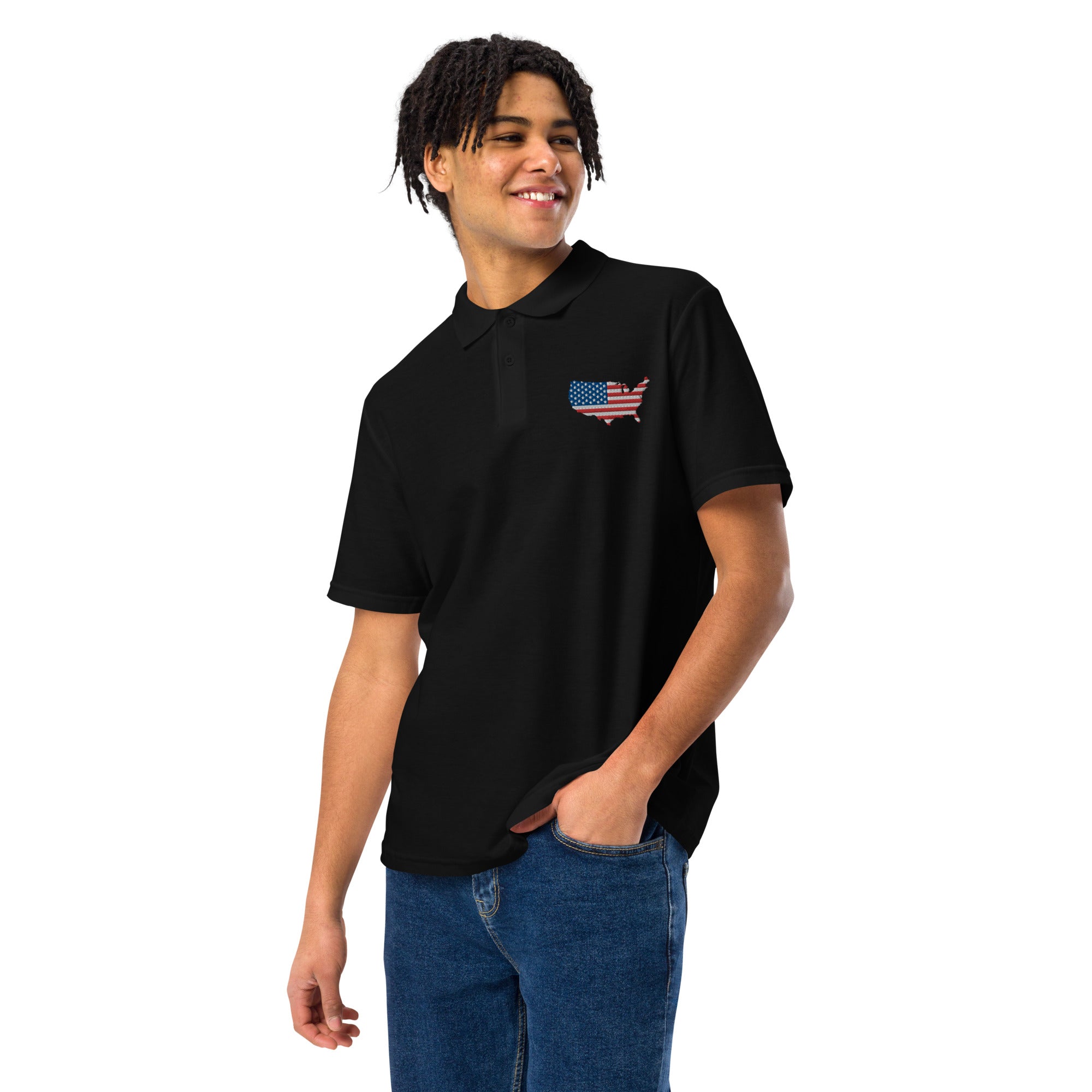 America Embroidered Men's Polo