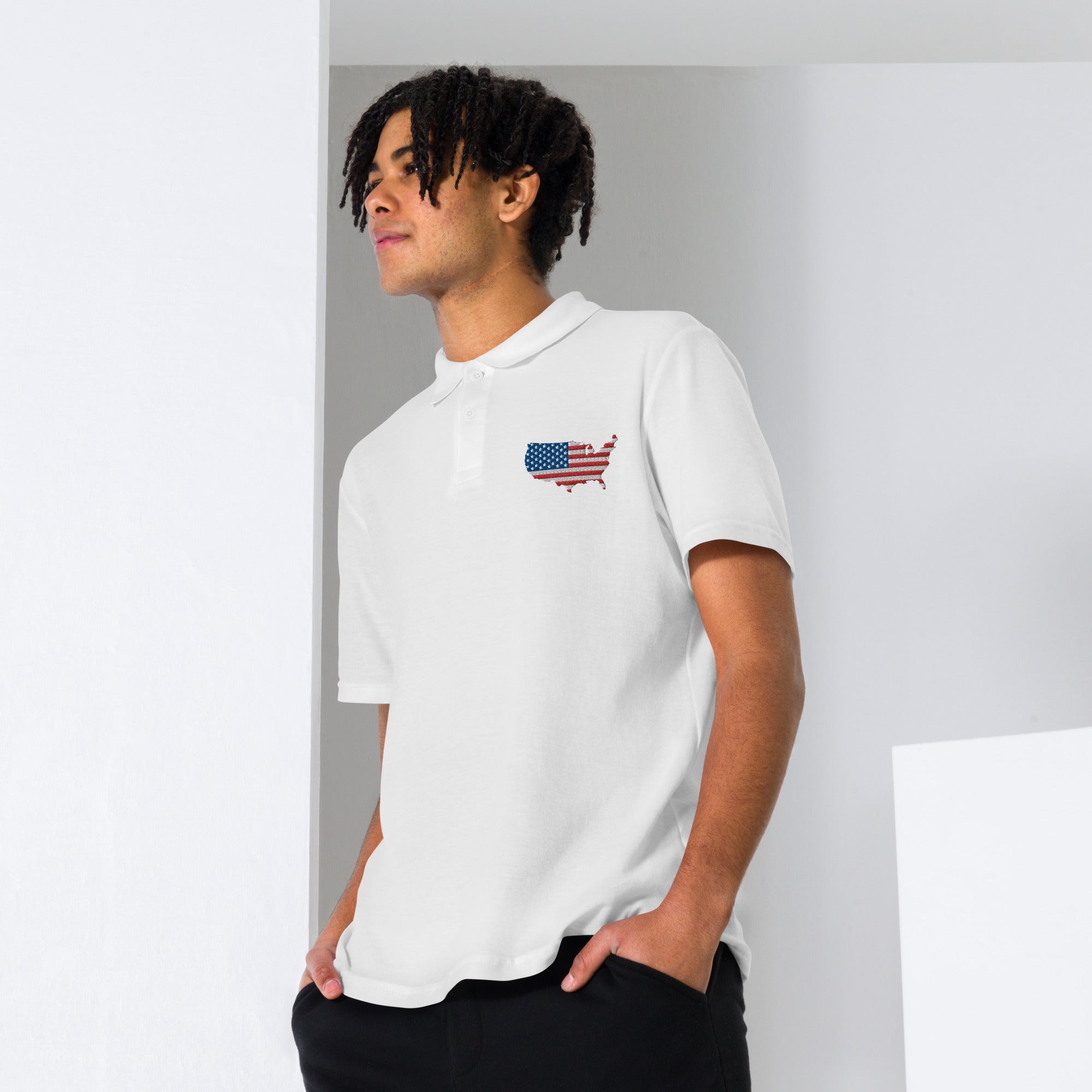 America Embroidered Men's Polo