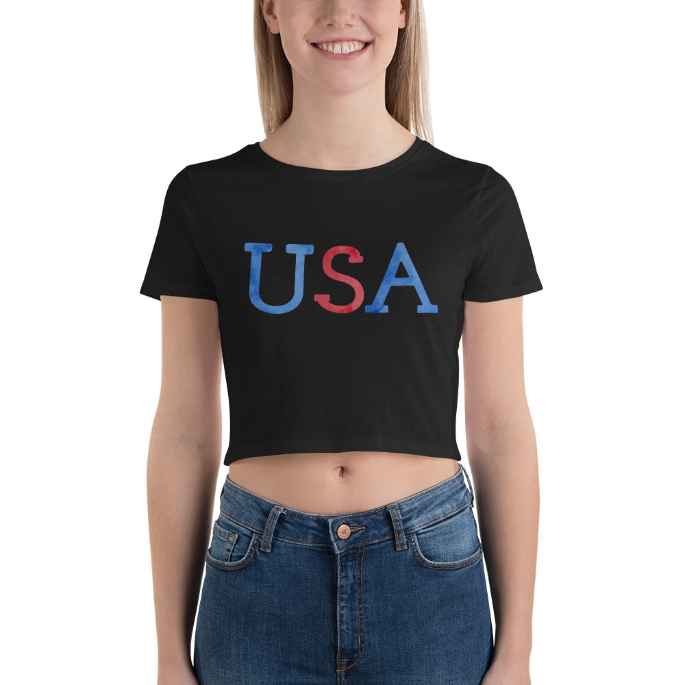 USA Watercolor Women’s Crop Tee