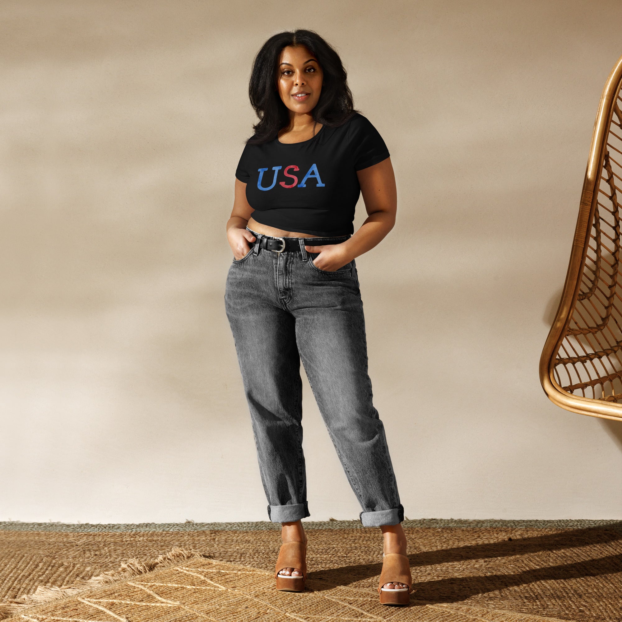 USA Watercolor Women’s Crop Tee