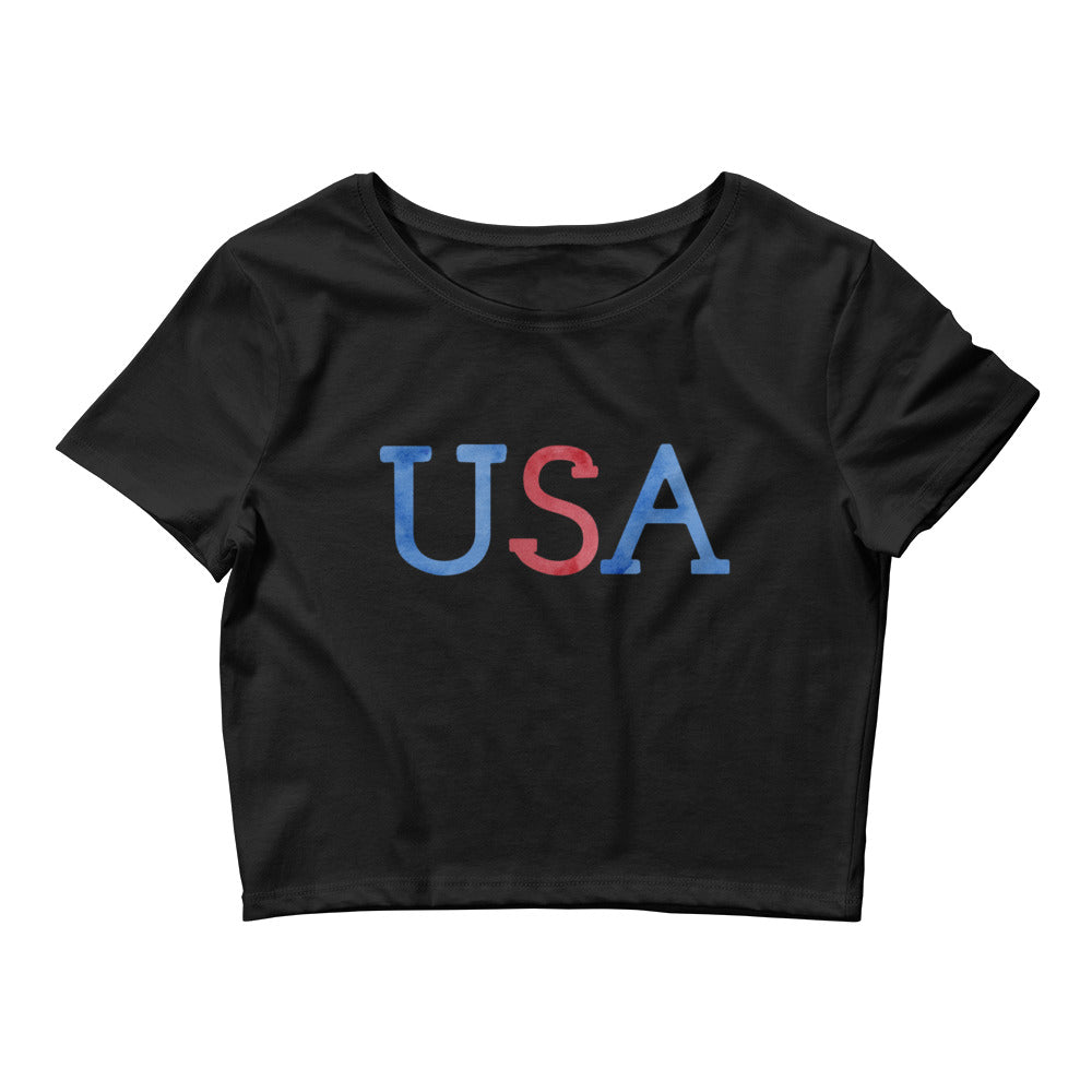 USA Watercolor Women’s Crop Tee