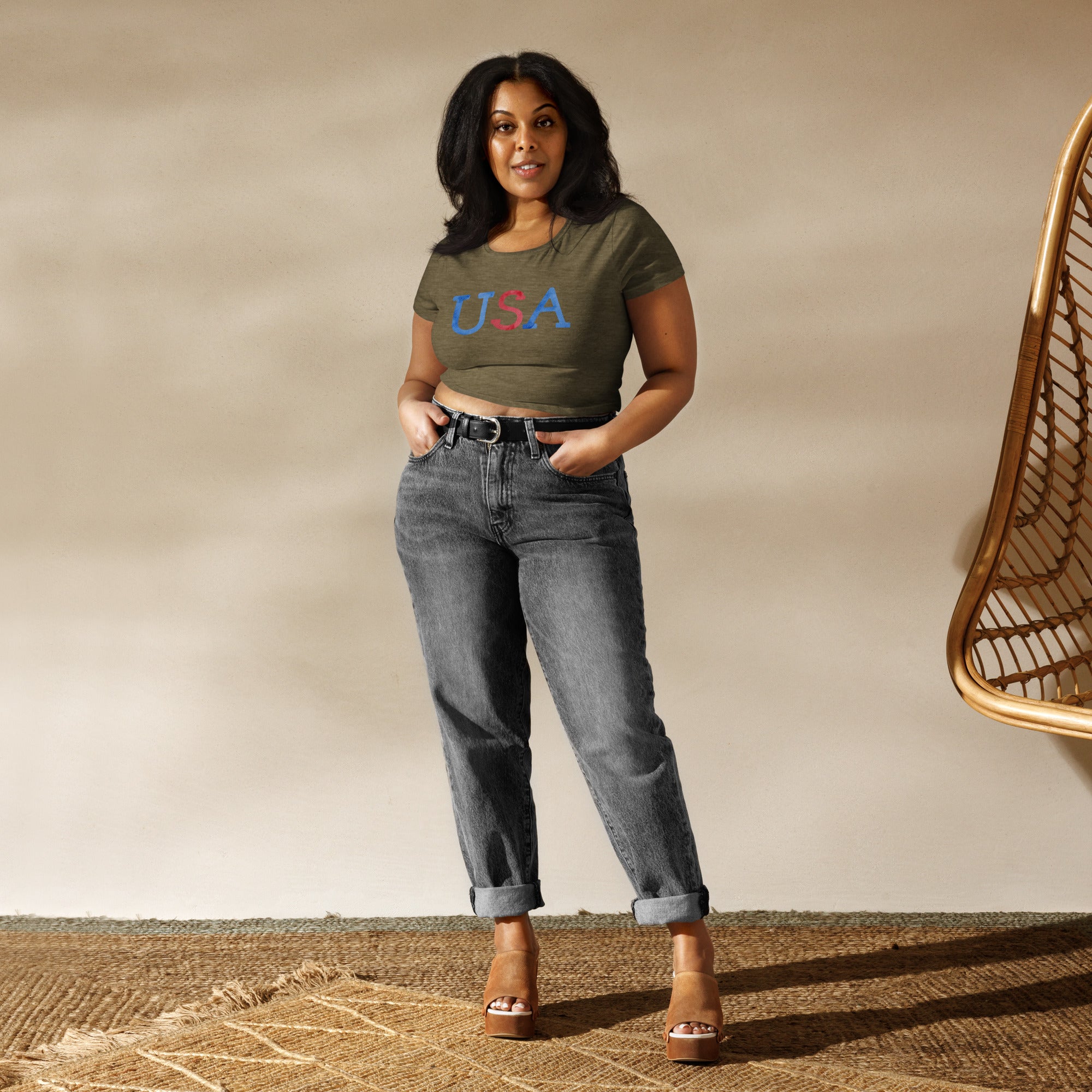 USA Watercolor Women’s Crop Tee