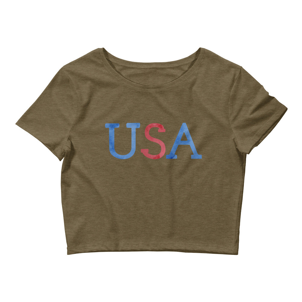 USA Watercolor Women’s Crop Tee