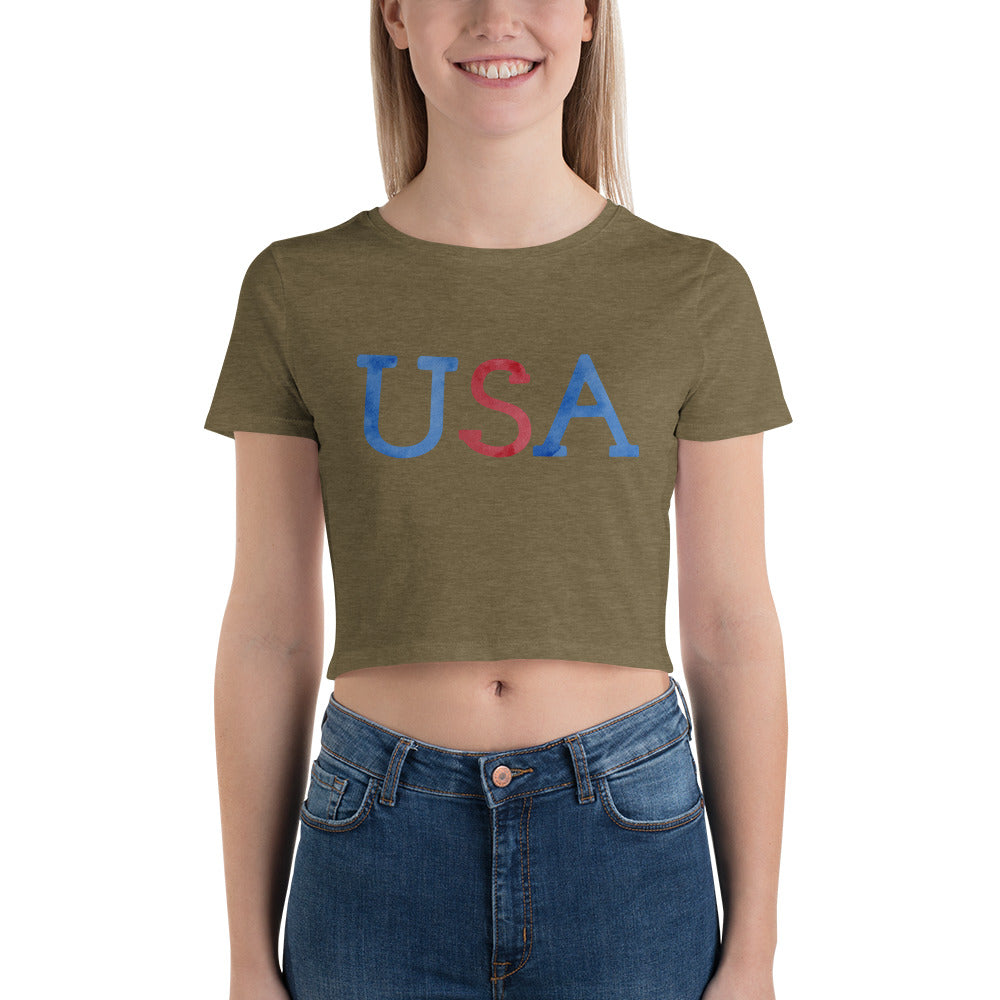 USA Watercolor Women’s Crop Tee