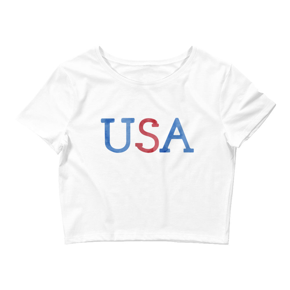 USA Watercolor Women’s Crop Tee