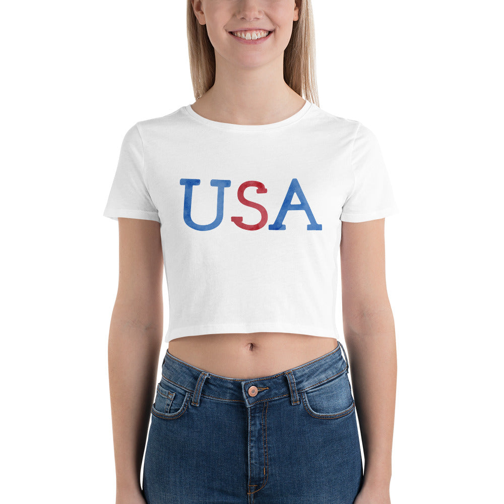 USA Watercolor Women’s Crop Tee