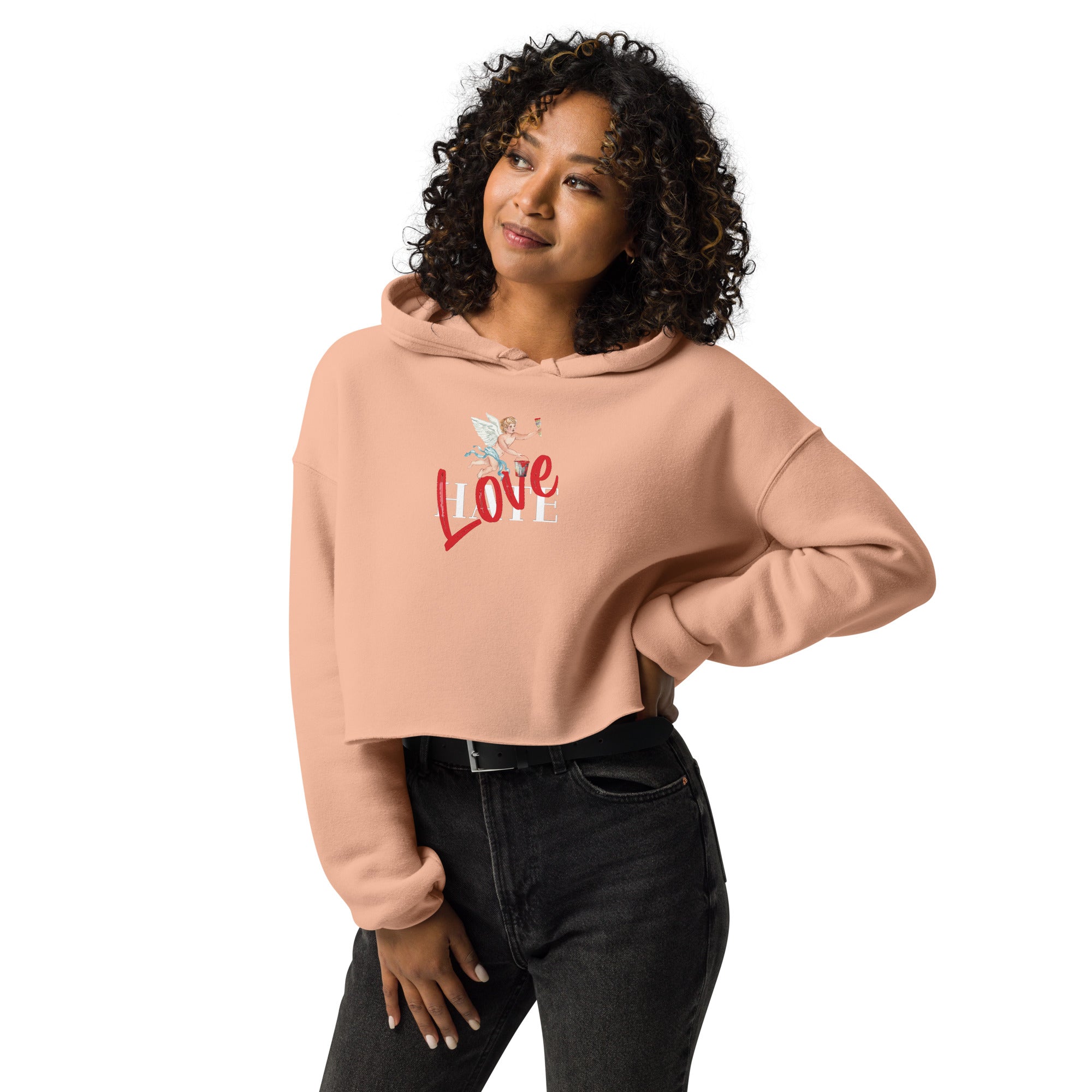 Love Over Hate Ladies Crop Hoodie