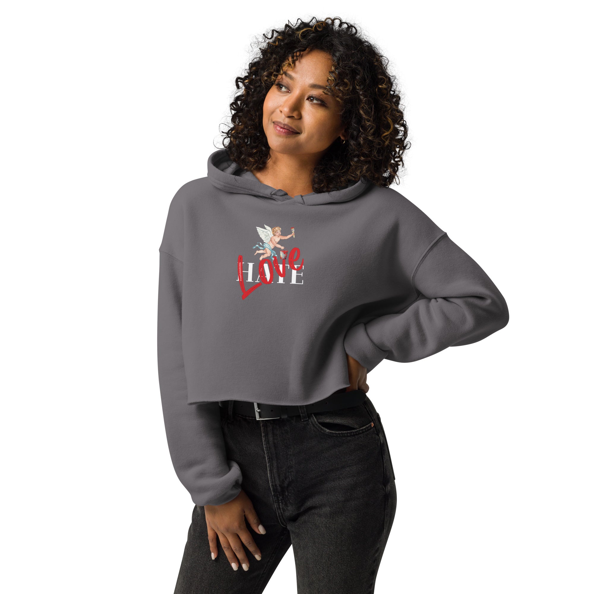 Love Over Hate Ladies Crop Hoodie