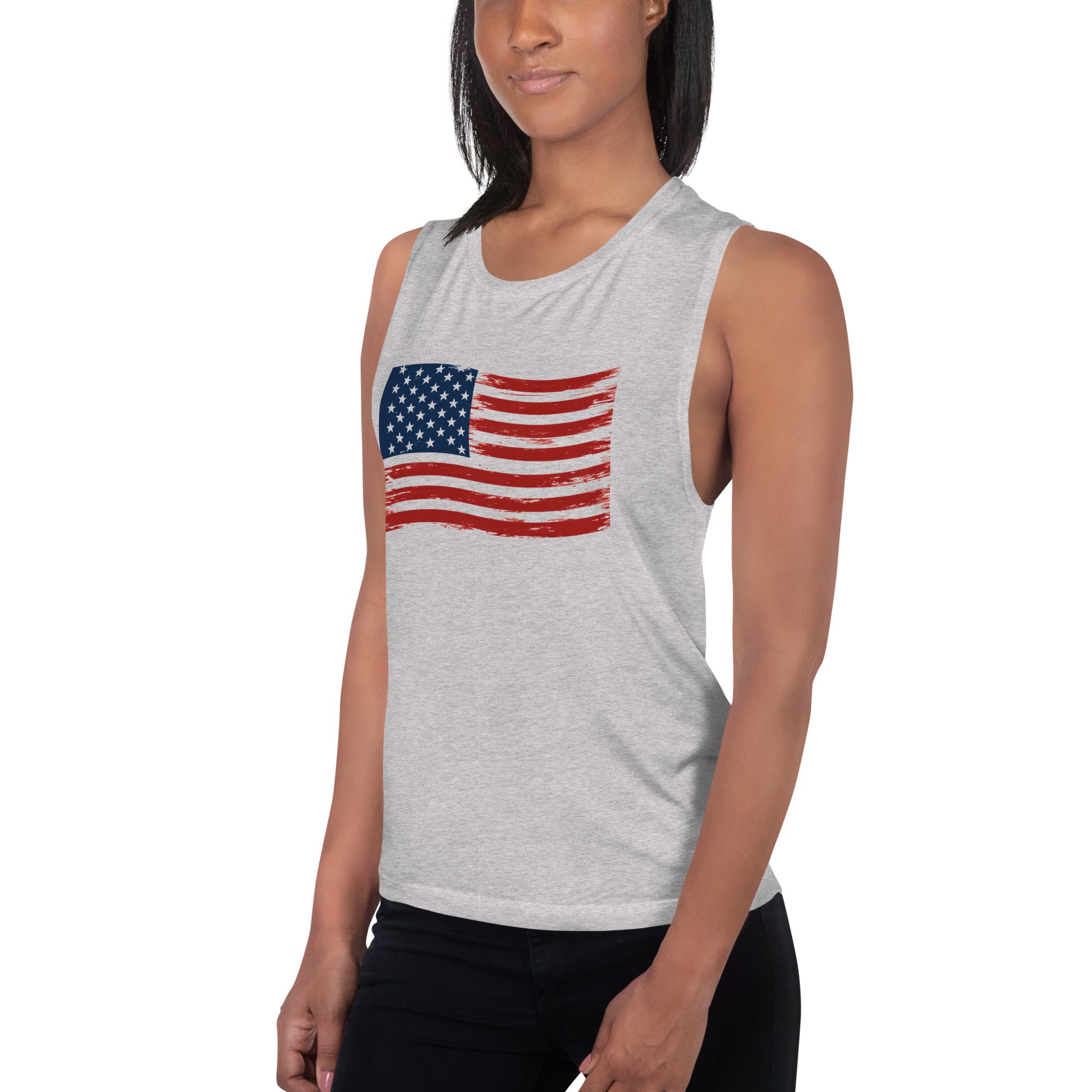 Wavy Flag Ladies’ Muscle Tank