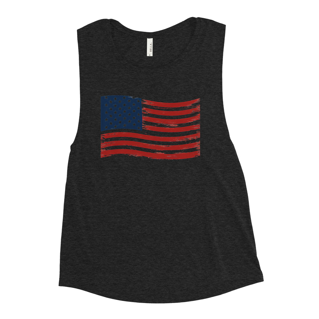 Wavy Flag Ladies’ Muscle Tank